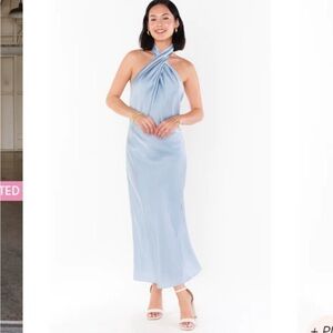 Show me your mumu steel blue bridesmaid dress